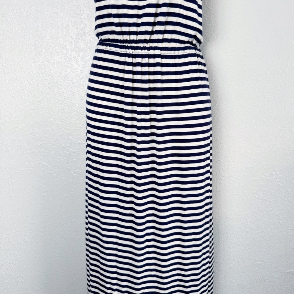 Caslon blue white striped stretchy maxi dress S - Picture 3 of 10